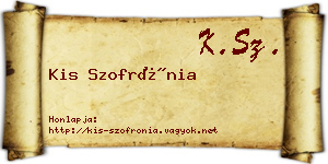 Kis Szofrónia névjegykártya