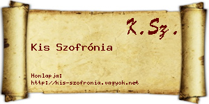 Kis Szofrónia névjegykártya